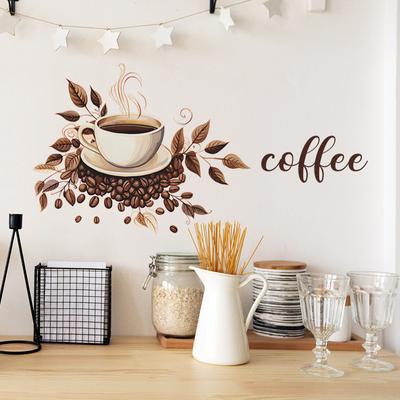 Coffee Cup Cafe Background Landscaping Decorative Wall Stickers Self-adhesive