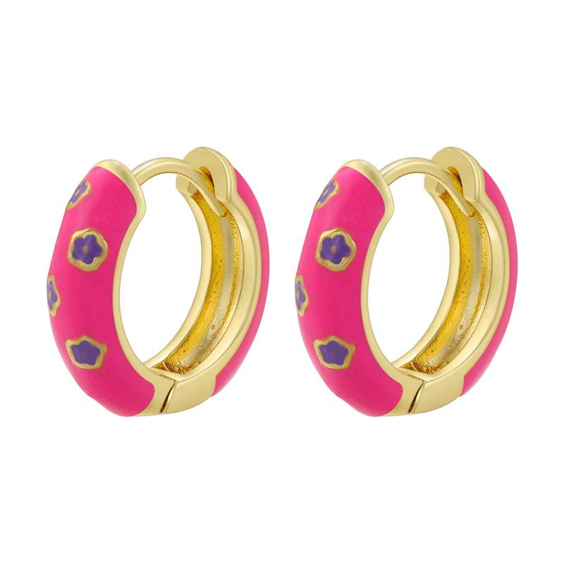 ZHUKOU Enamel Hoop Earrings for women flowers Gold Oil dripping women small hoop earrings Jewelry VE961