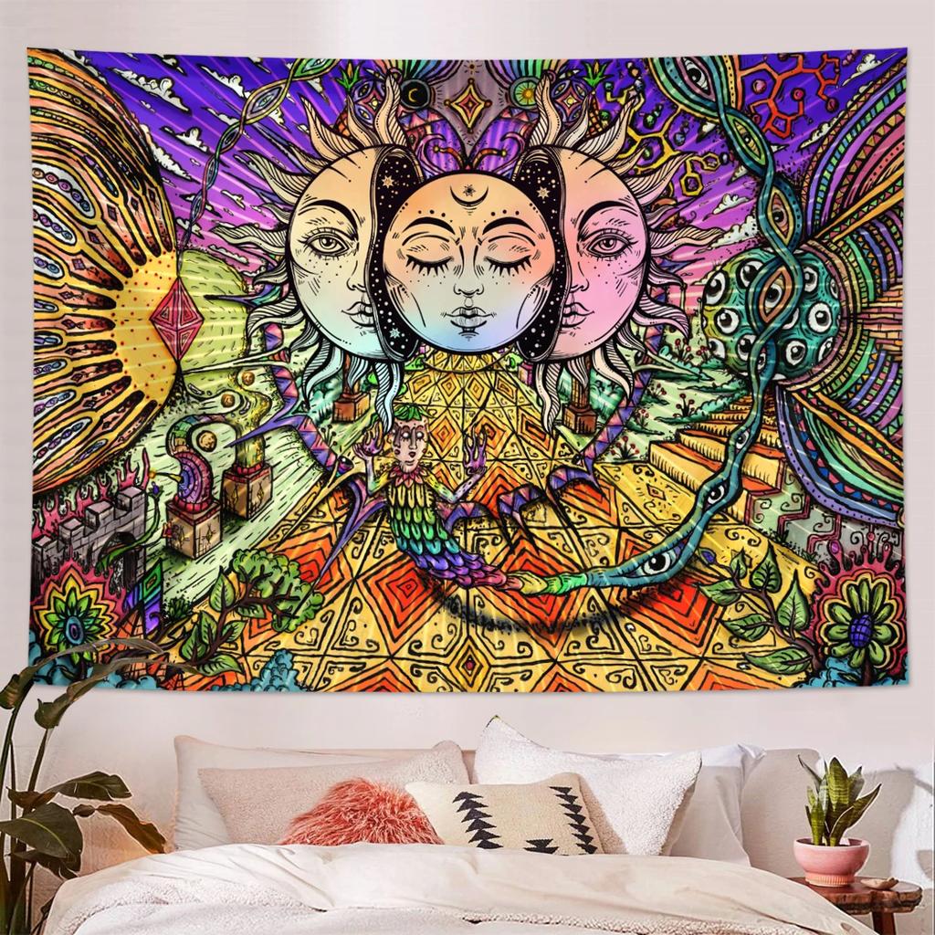 VIKAMA Bohemian Style Vintage Tapestry Ethnic Style Mandala Wall Decoration Tapestry For Living Room Backdrop