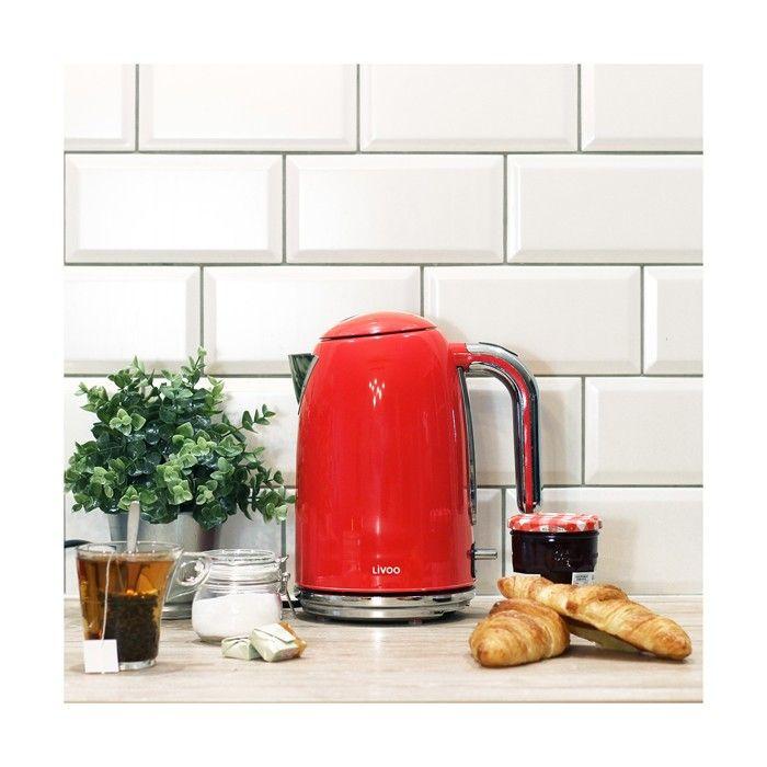 Bouilloire - LIVOO - DOD180R - Acier Inoxydable - 1,7L - Socle Pivotant 360°