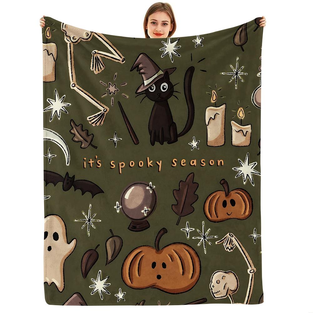 Spooky Carriage Full Moon Soft Flannel Blanket Breathable Warm Throw for Office Car Sofa Kids Room Birthday Xmas Gift