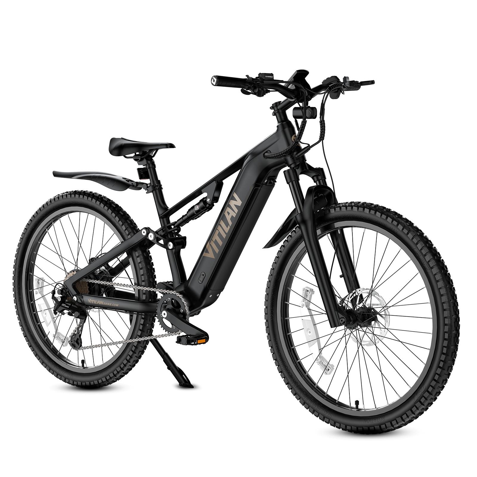 VITILAN M5 Fully-Suspension Elektrofahrrad, 48V 15Ah Akku, Shimano 9-Gang schwarz