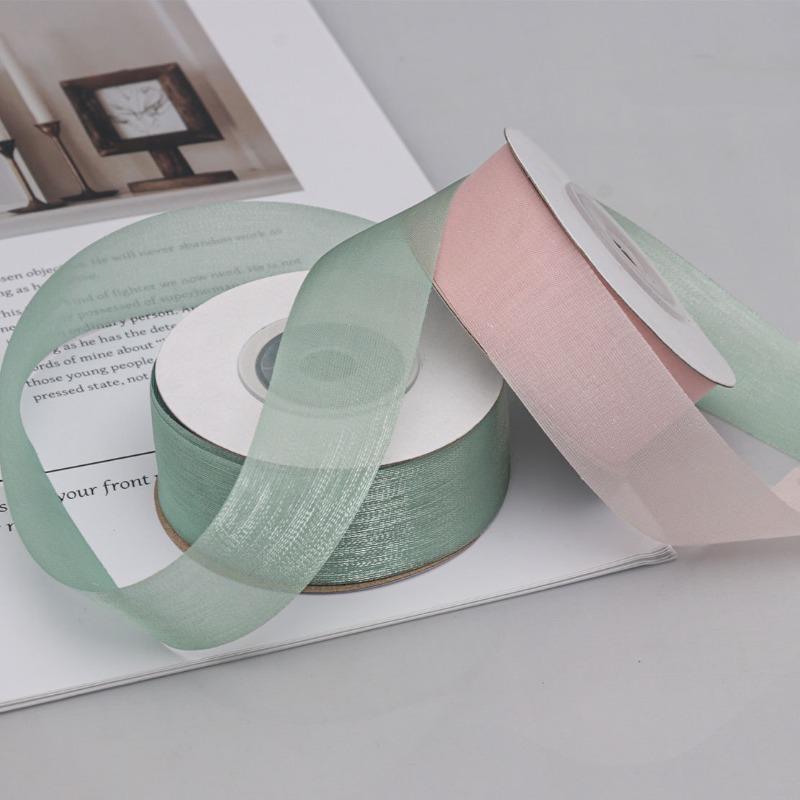 Colorful Silk Milk Ribbon Semi Transparent Chiffon Packaging Bow Hair Accessory Material