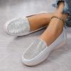 Plus Size Women's Shoes Fashionable Rhinestone Embellished Women's Flat Loafers