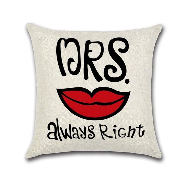 Lover Red Lips Beard Cushion Cover Cotton Linen Valentine'S Day Throw Pillow Case For Sofa Couple Decorative Pillowcase Zt119