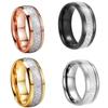 Trendy 8mm Rose Gold Color Vintage Imitated Meteorites Inlaid Rings Men Stainless Steel Rings for Men Wedding Band Jewelry Gifts