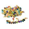 50pcs Colorful Faceted Crystal Drop Glass Filigree Flower Cap Dangle Charms