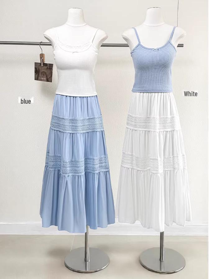 Women's Water-Soluble Lace A-Line Skirt - Spring/Summer 2026, Versatile Crochet Hollow Design