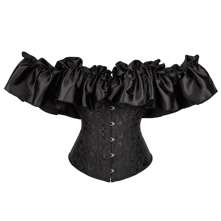 Off Shoulder Corset Sexy Gothic Bustiers Overbust Corset Waist Short Sleeve Women
