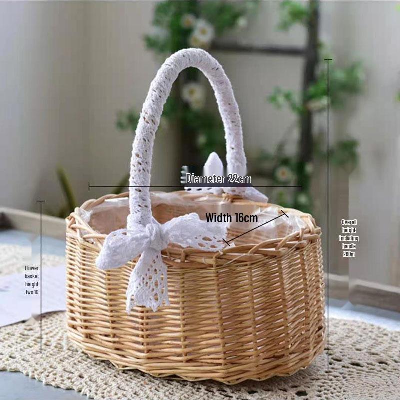Large European-Style Bamboo Flower Basket for Arrangements - Handwoven Indoor Floral Storage Basket