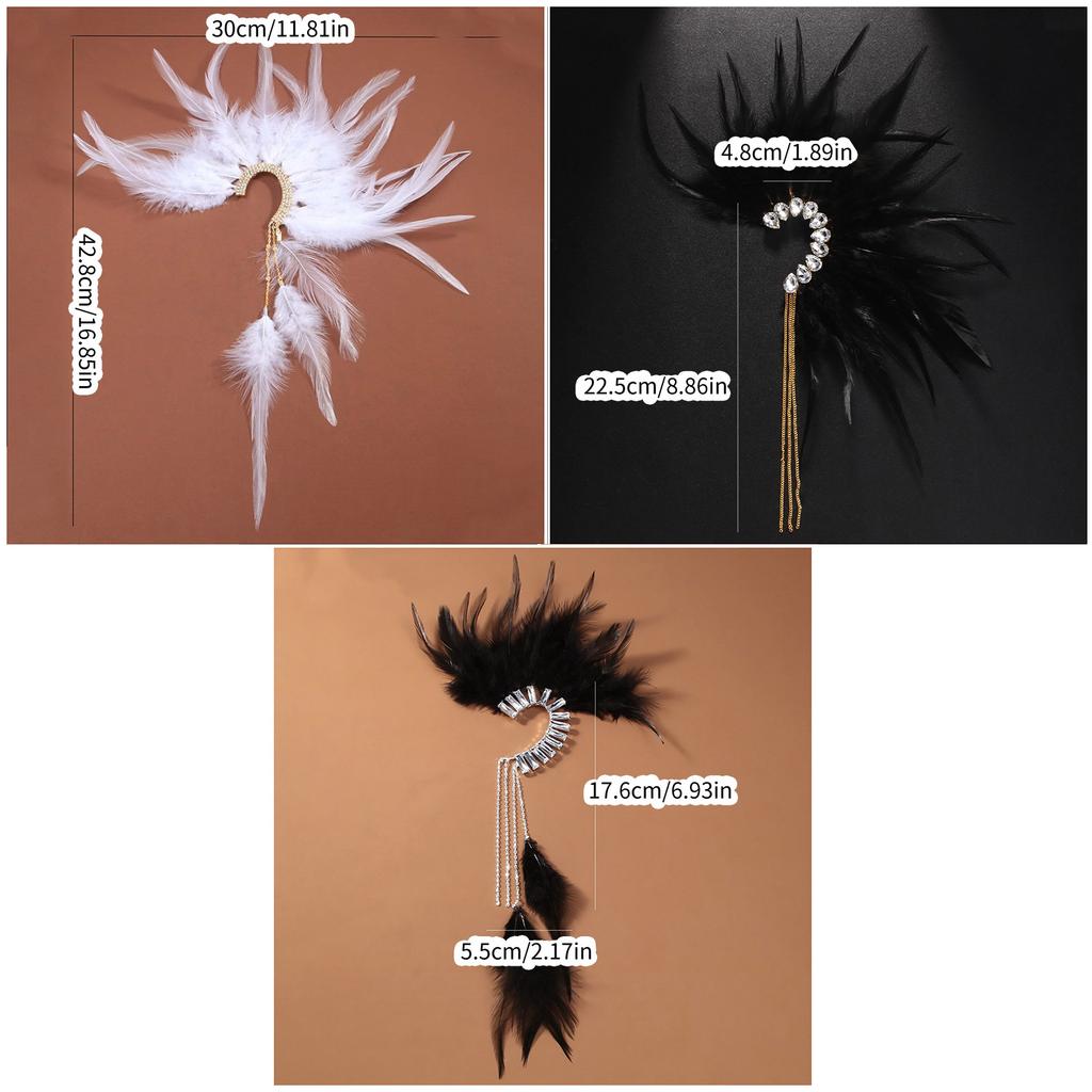 Feather Ear Clip Fashionable Ear Jewelry Comfortable Earrings Nonslip Ear Accessories for Festival and Travel Wear