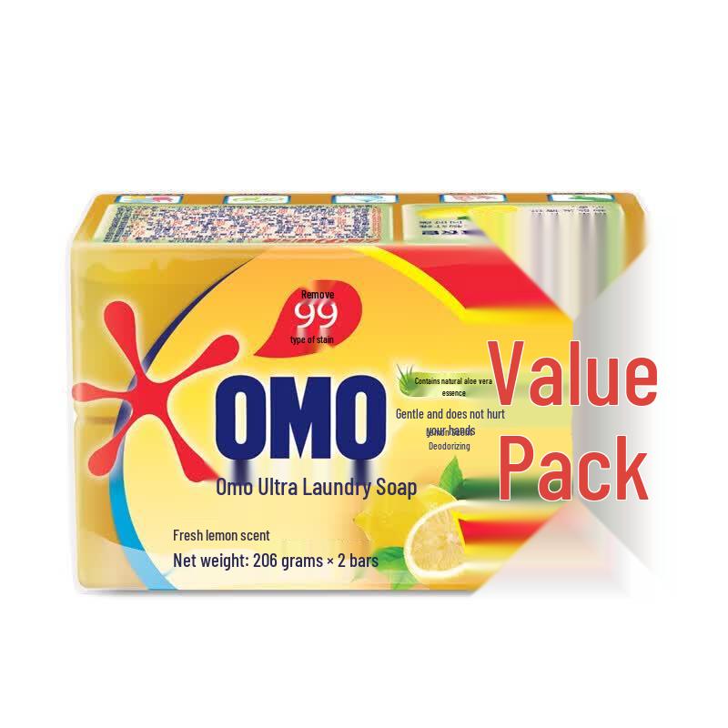 OMO Lemon Fresh Laundry Soap Bar Twin Pack with Tissues