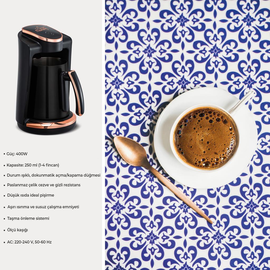 Any Morning LI23201S Türkischer Kaffeekocher, Edelstahlkanne mit doppeltem Ausguss, 8,4 oz - 4 Tassen