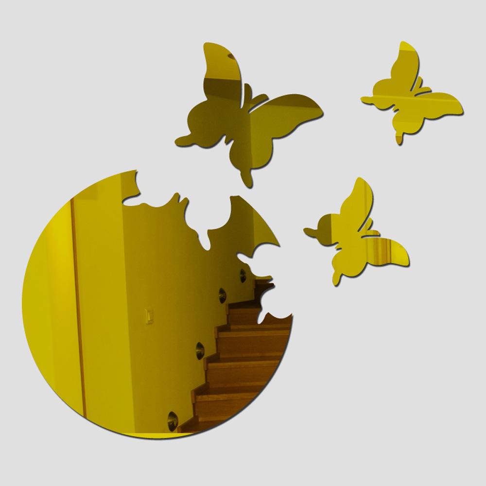 

Butterfly DIY Acrylic 3D Mirror Wall Stickers Home Room Decoration WALL ART Decals Wall Decor 26x26x1cm золотий