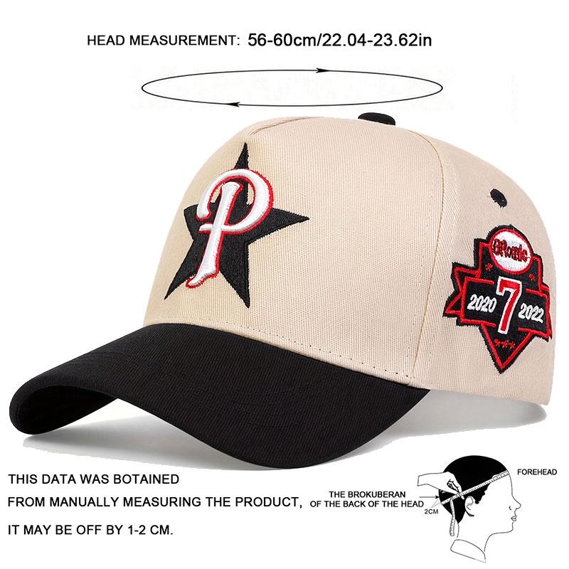 Letter P Pentagram Side 7 Embroidery Baseball Cap Outdoor Sun Protection Men and Women Hat Adjustable Cotton Hip Hop Caps Fishing Hats