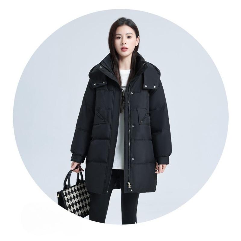 Winter Locker Mode Übergröße Verdickter Baumwollmantel Damen Lange Länge Reine Farbe Jacke