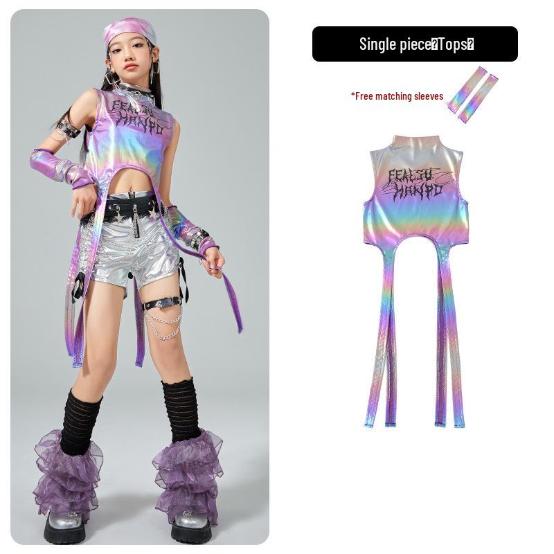 Costume da Danza Jazz per Bambina - Outfit alla Moda Hip Hop per Performance, Street Dance e Sfilate. 170 cm