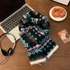 New Korean Version of Fair Island Style Knitted Scarf for Women's Autumn and Winter Advanced Sense of Contrasting Colors and Keeping Warm Atmosphere S