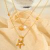 2026 High Color Retention Double-layer Starfish Shell Summer Resort Style Clavicle Chain Stacked Necklace Vacuum Plated 18K Gold