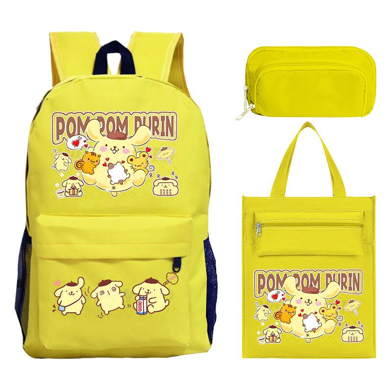 Pudding Dog Cartoon Children'S Schoolbag Three-Piece Set For Primary And Secondary School Students Versatile Backpack Tutoring Bag Pencil Case