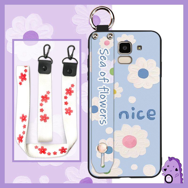 Oil Painting Anti-dust Phone Case For Samsung Galaxy J6 2018/SM-J600F Back Cover Wristband Fashion Design Kickstand Ring
