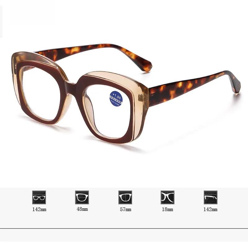 Women's Large Frame Reading Glasses Unisex Fashion Luxury Blue Light Blocking Hyperopia Trendy Round Oversized Far Sight Eyewear
