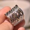 Full Diamond Zirconia Wrapped Multi Layer Gold Two Tone Ring Elegant Jewelry for Women