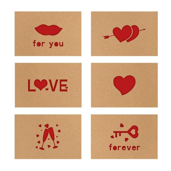 6Pcs Valentine's Day Greeting Cards with Envelopes Romantic Love Heart Cards for Valentine's Day Anniversaries Birthdays