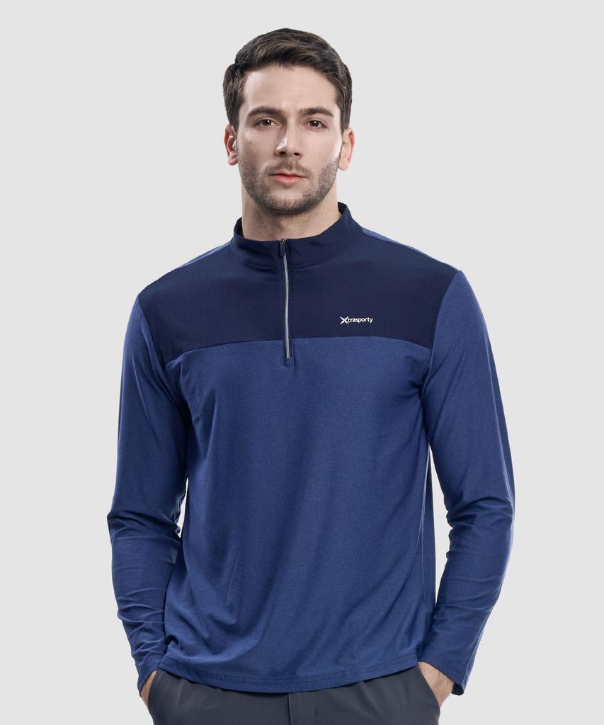 EXTRASPORTY Top Secret Men'S Color-Blocked Long Sleeve Zip-Up T-Shirt 6 Colors (Type A)
