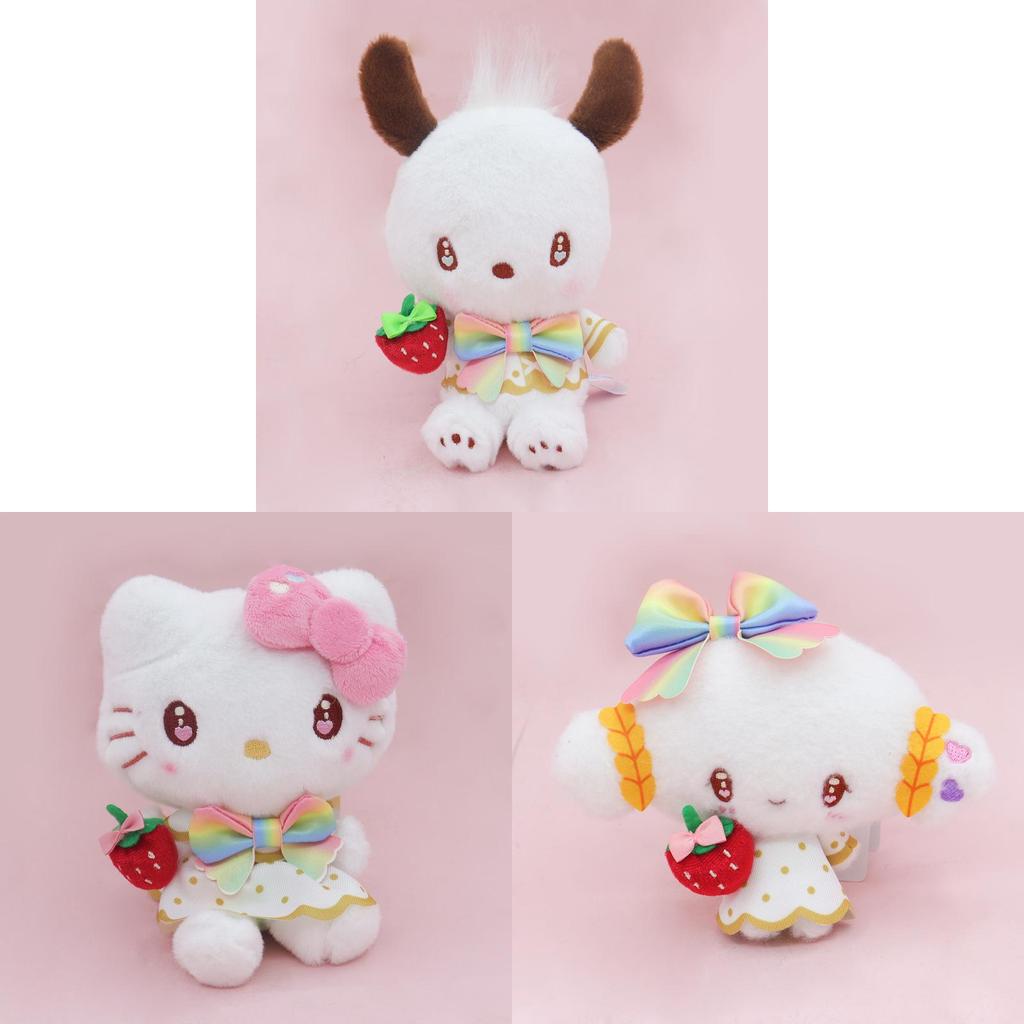 Sanrio Strawberry News Kuromi Plush Toy Bag Charm With Soft Short Pile For Kids