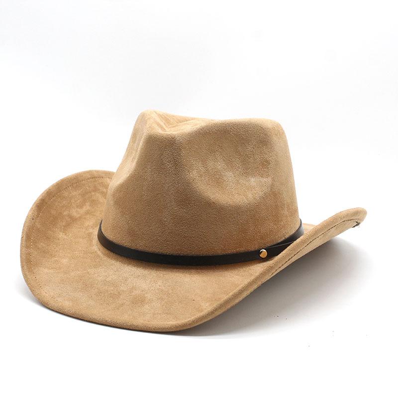 Миноритарная замшевая шляпа Мужская и женская парная шляпа Шерстяная западная ковбойская цилиндровая шляпа M（56-58cm）