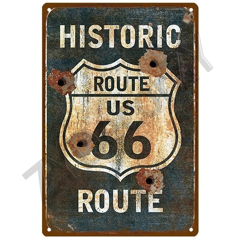 Route 66 Metal Sign House Plaque Metal Poster Tin Sign Plate Wall Posters Vintage Retro Aesthetic Room Decor Wall Art Decoration