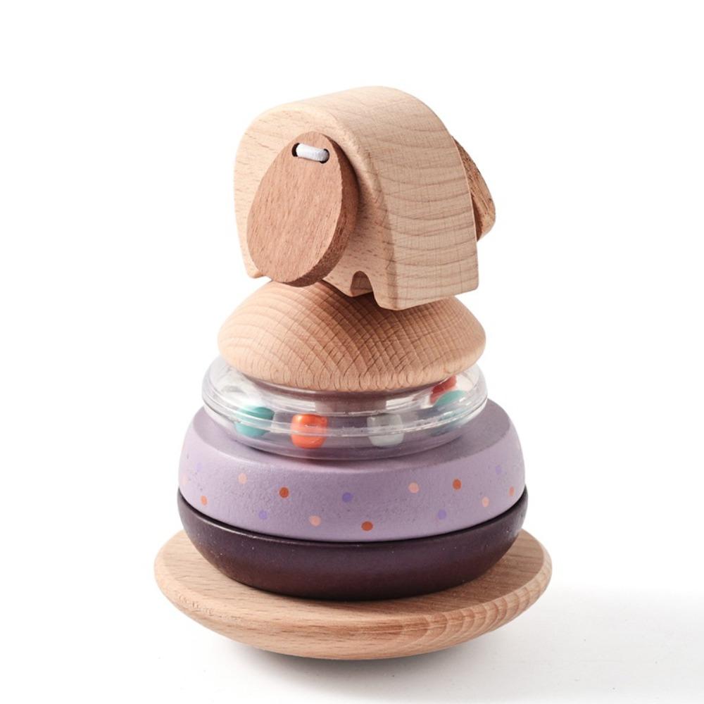Montessori Baby Pole Stack Toy Stackable Elephant Bell Teething Toy  Newborn Gifts