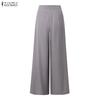 ZANZEA Women Casual Solid Color High Waist Wide Leg Pants