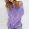 Women V Neck Hollow Out Knit Crochet Sweater Pullover Loose Fit Long Sleeve Lightweight Beach Cover Up Top