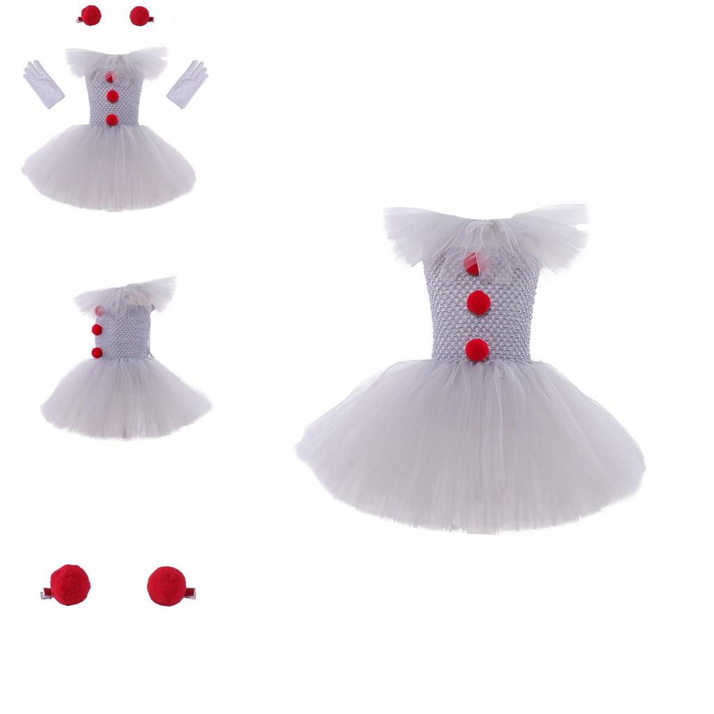 Soft And Fluffy Clown Girls Dress Set For Masquerade Parties