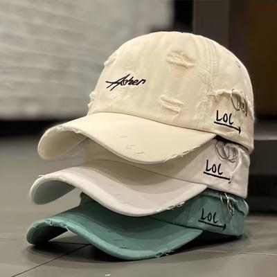 Neue Vintage Gewaschene Used-Look Baumwolle Dad Hat Unisex Asher Bestickt Perforierter Eisenring Baseballkappen für Männer Frauen