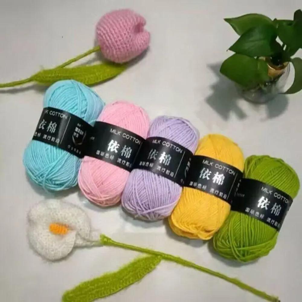 10pcs/set  500g Combed Milk Cotton 4-strands for Hand Woven Baby Yarn Ball DIY Bouquet Material Bag Doll Blanket Scarf