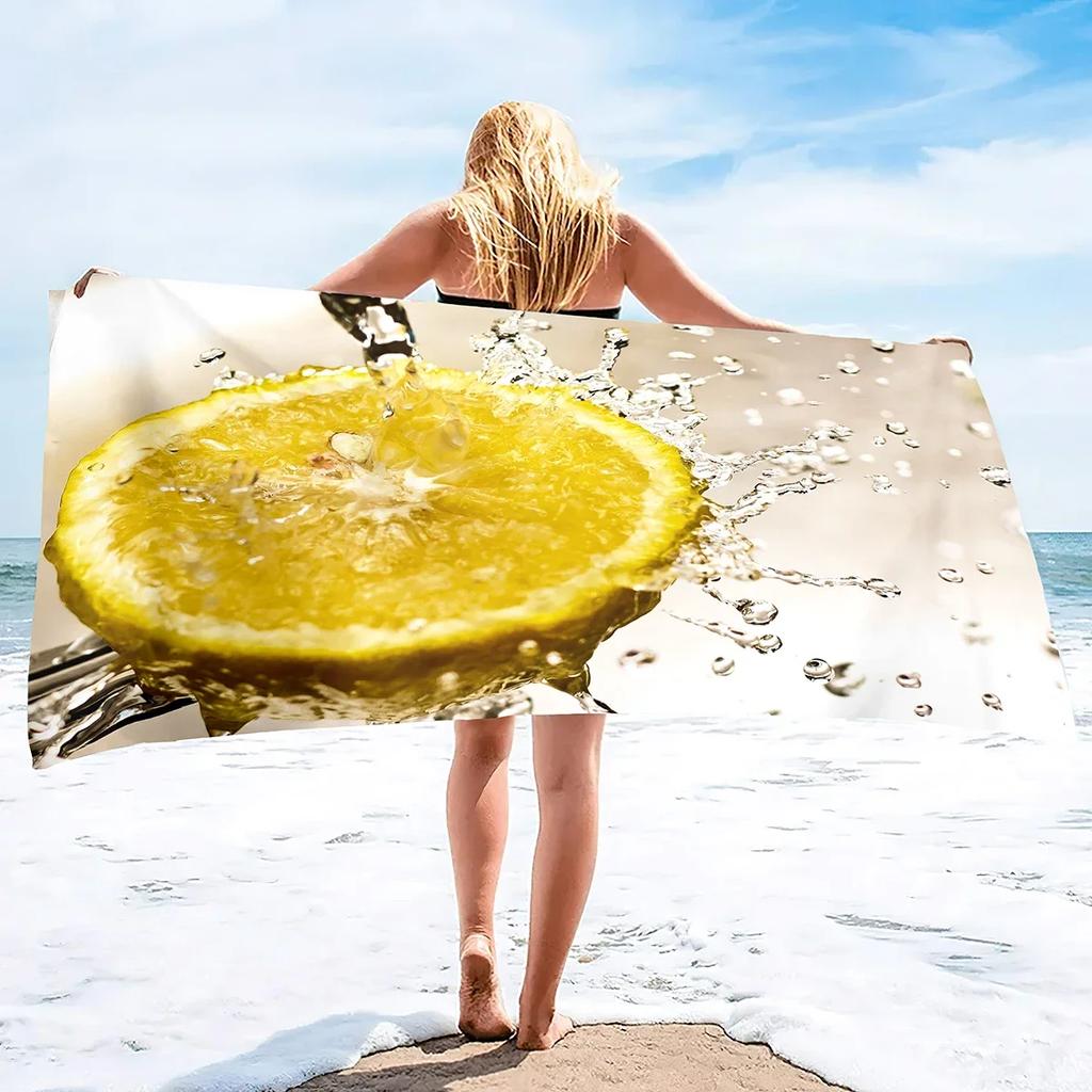 Lemon Sand Free Beach Towel Microfiber Beach Towels,Oversized Beach Camping Towel Quick Dry Towels for Swimming,Sport and Gym