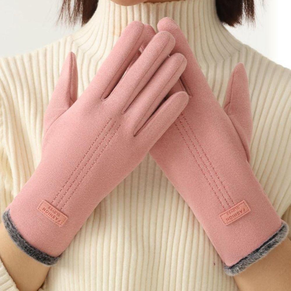 Keep Warm Winter Velvet Gloves Solid Color Women Mittens Simple  Gloves  Driving
