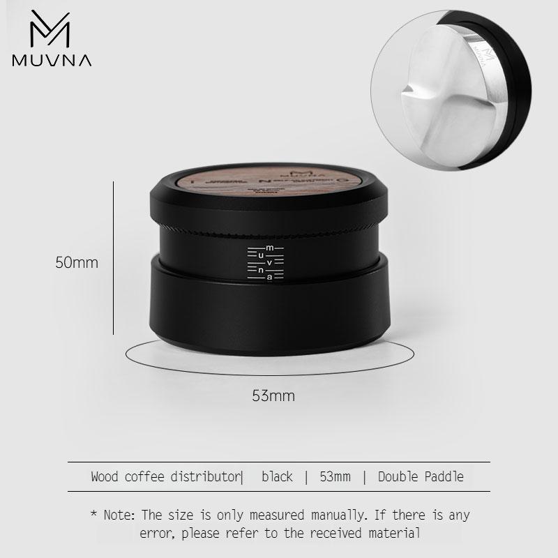 MUVNA Espresso tamper V2, pomalu se vracející kávový tamper s nerezovou vlnitou základnou pro portafiltry 51 mm / 53 mm / 58 mm