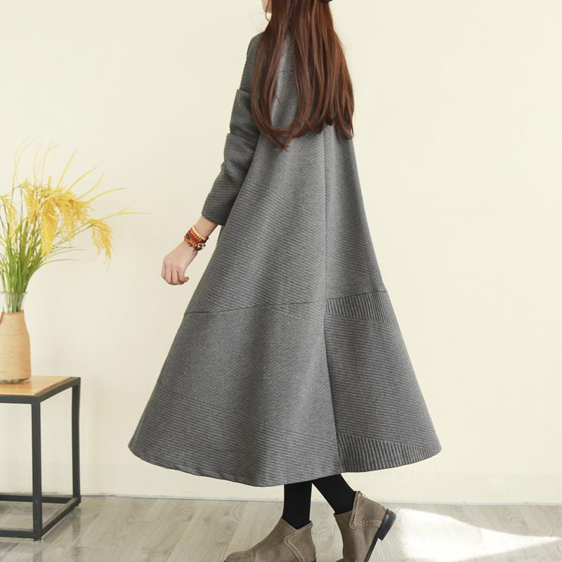 Primavera Otoño Invierno Nueva Moda Vestidos Mujer Casual Elegante Vintage Talla Grande Suelto Oficina Manga Larga Midi Largo Maxi Vestido M-2XL