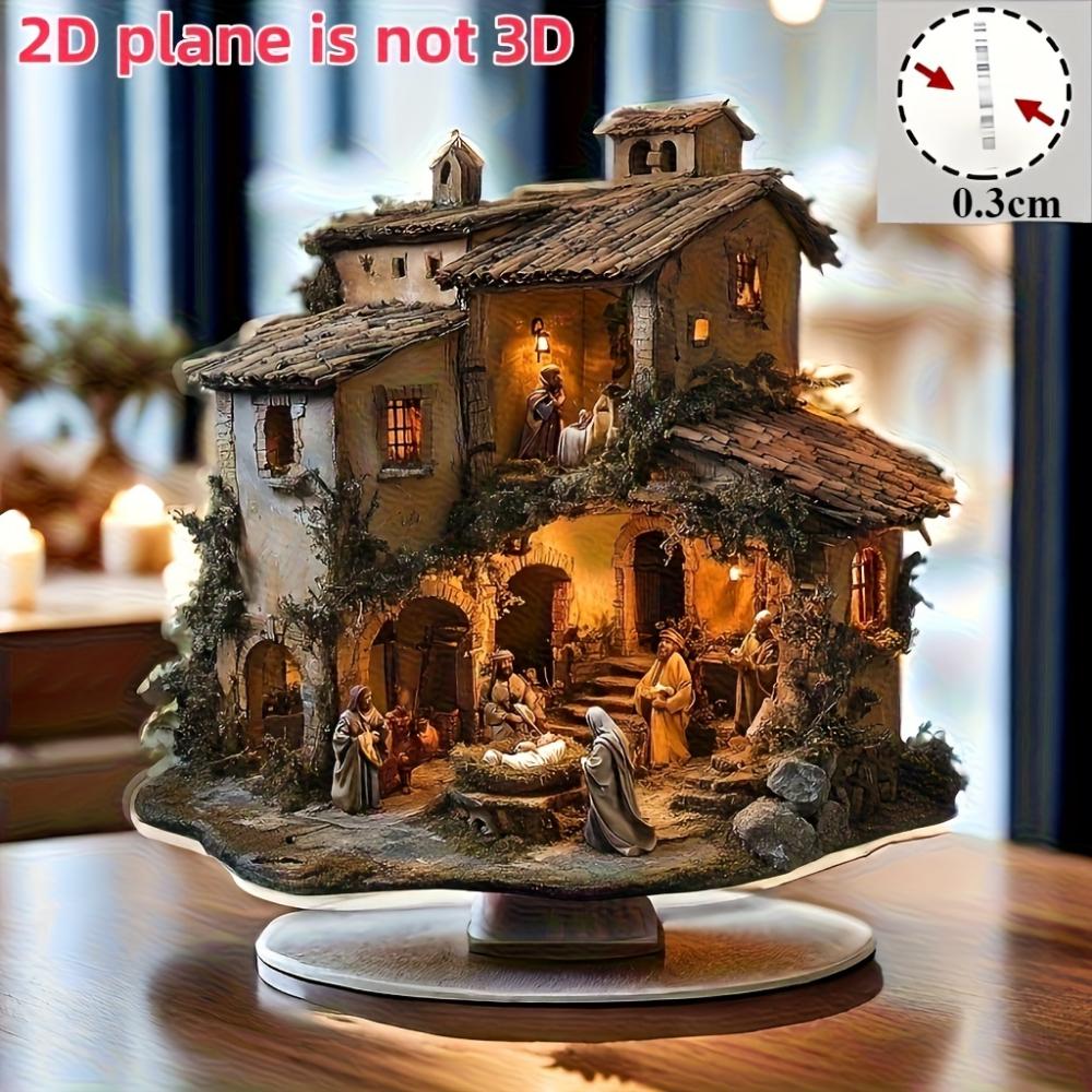 Nativity Scene, Bohemian Style, 2D Flat Acrylic, Desktop Decoration, for Living Room, Office, Gifts, Christmas, Easter, Halloween