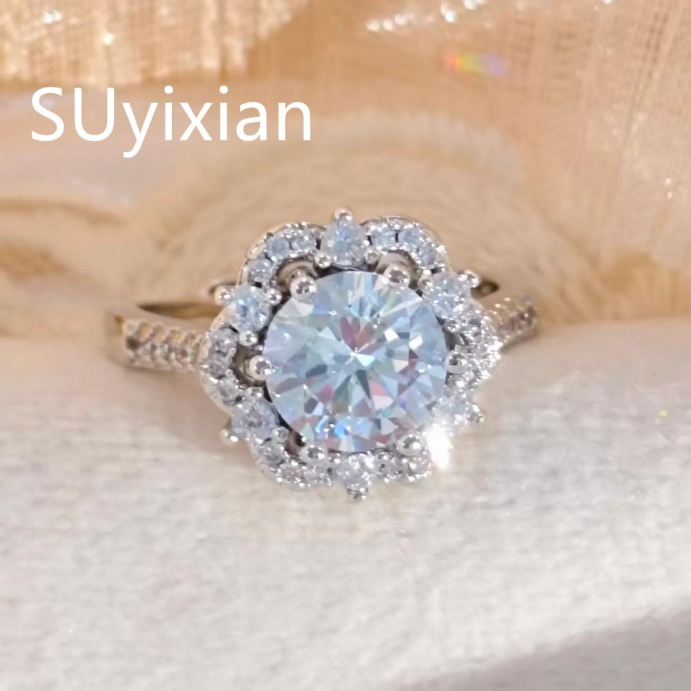 925 Sterling Silver Fashion Plum Blossom Zircon Earrings Necklace Pendant Set, Birthday Anniversary Wedding Party Gift