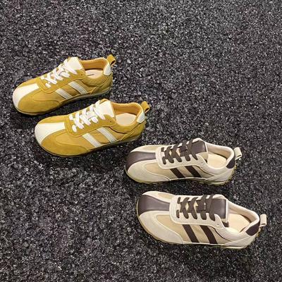 Leather Retro German Training Shoes Women's 2025 Spring and Autumn New Shoes Women's Shoes Versatile Flat-soled Sports Shoes Casual Forrest Gump Shoes