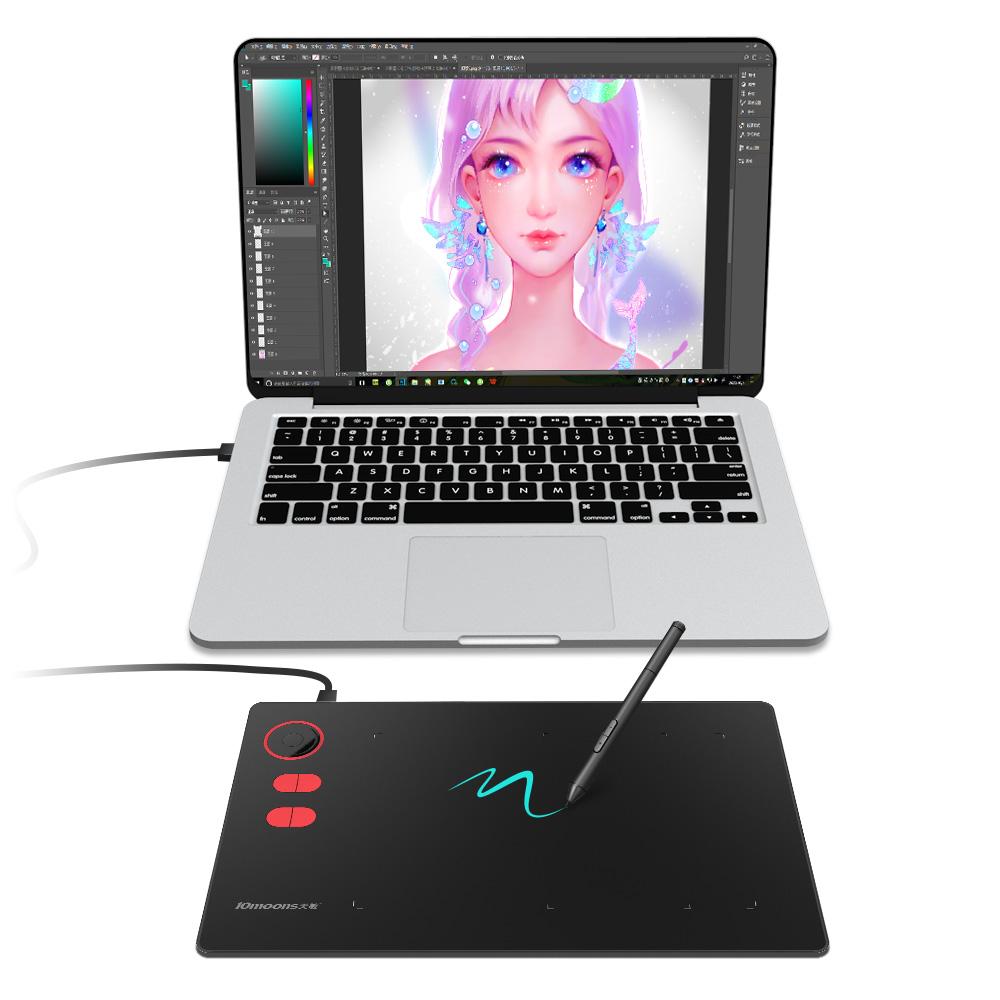 10moons G20  Digital Graphic Tablet 8  Hot Keys With Passive Emr Stylus Writing Pen Tablet