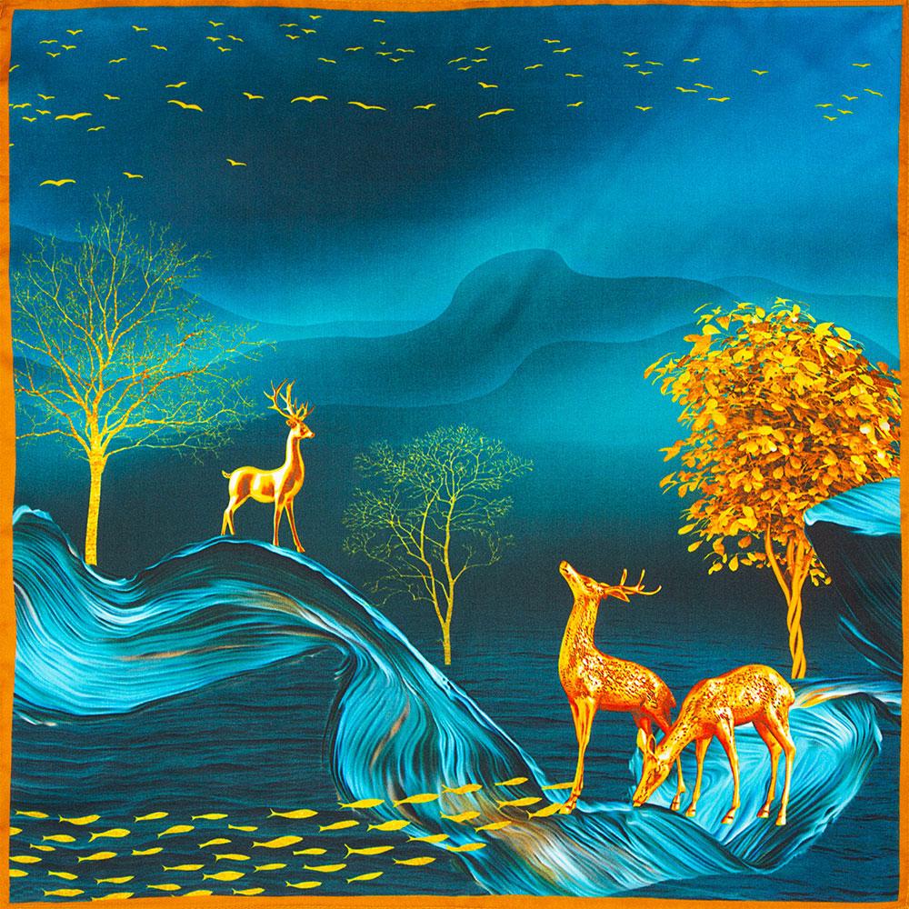 53cm 65cm 100% Natural Silk Smooth Scarves Muffler Female Customized Square Autumn Women's Shawl Hijab Friend Gift Kiss Painting