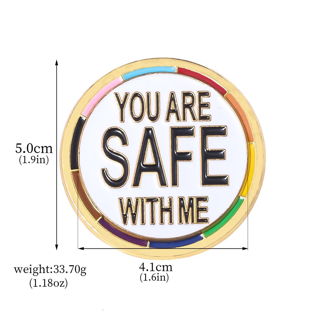 Sei al sicuro con me Spille Rotanti di Sicurezza Arcobaleno Pride Smalto Spille da Bavero Zaino Giacche Accessori Uomo Donna Coppia