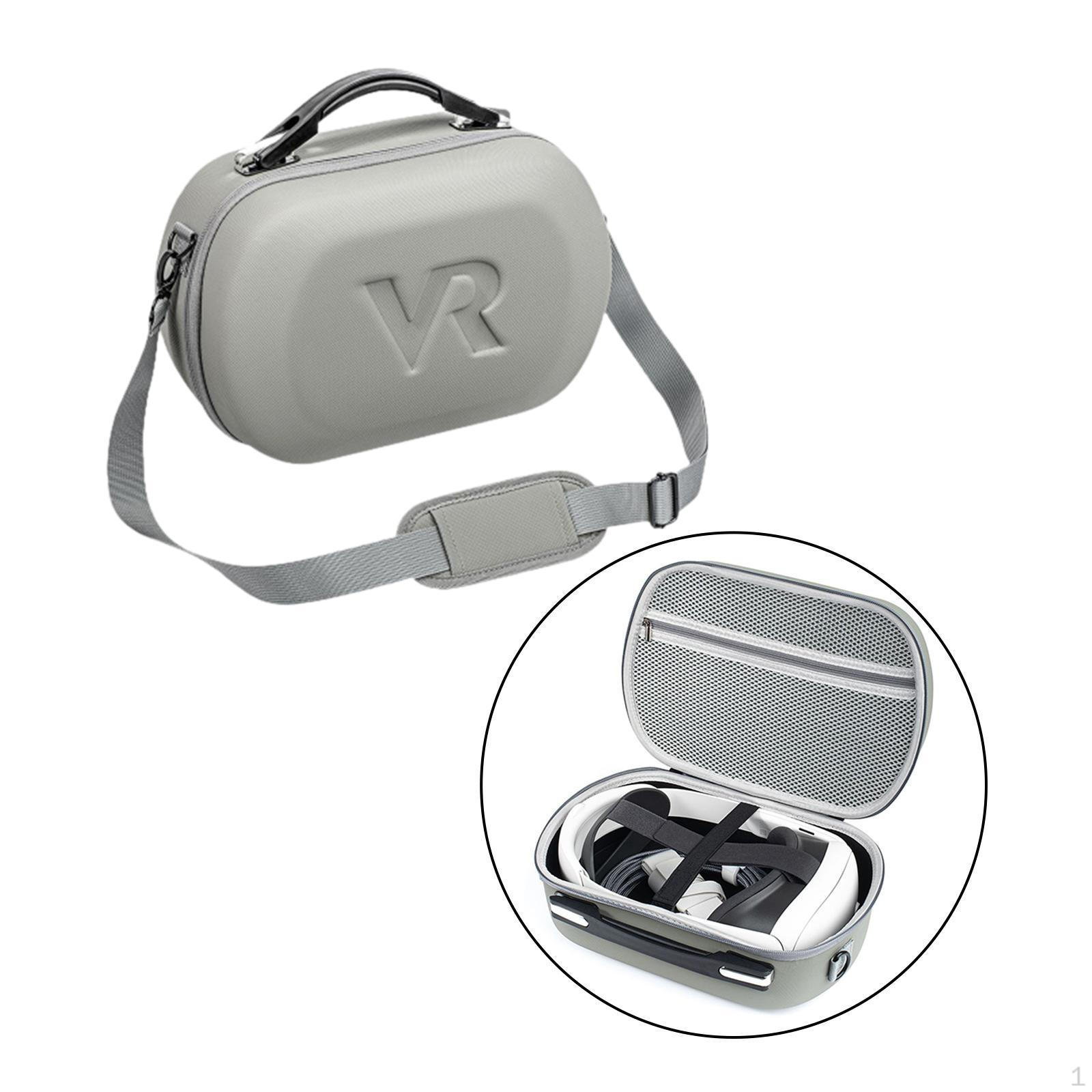 

VR Headset Storage Bag PU Gray with Handle Accessories for Quest Pico4 Ultra
