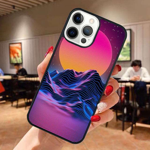 80s Retrowave Neon Palms Tree Phone Case For iPhone 17 Air 13 12 14 15 16  Cover For Apple Pro Max Plus